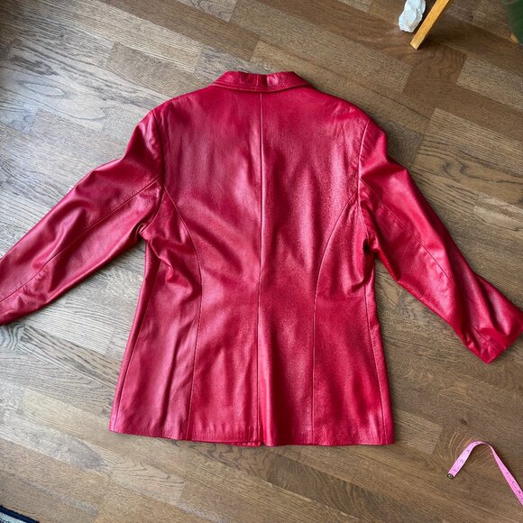 Danier Red Leather Blazer Jacket - Sz L - Amazing Vintage Condition - Picture 13 of 15